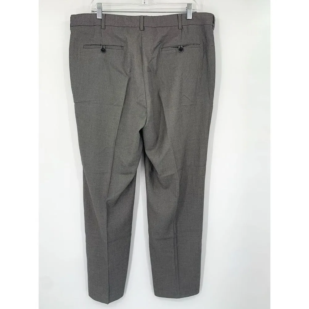 Perry Ellis Modern‎ Fit Brown Geometric Flat Front Men's Pants Size W38 L30